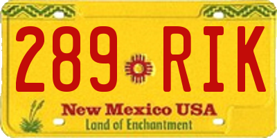 NM license plate 289RIK