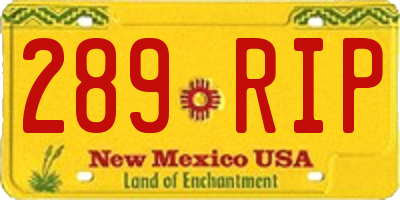 NM license plate 289RIP