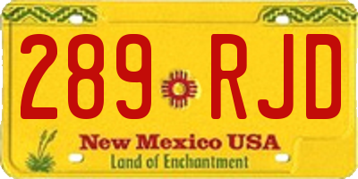NM license plate 289RJD