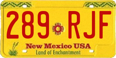 NM license plate 289RJF