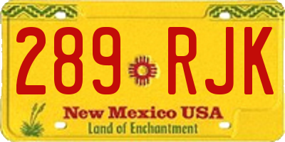 NM license plate 289RJK