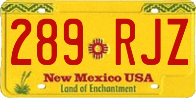 NM license plate 289RJZ