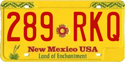NM license plate 289RKQ