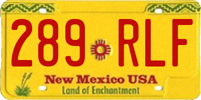 NM license plate 289RLF