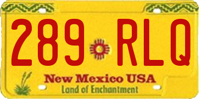NM license plate 289RLQ