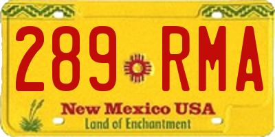 NM license plate 289RMA