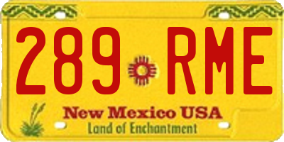 NM license plate 289RME