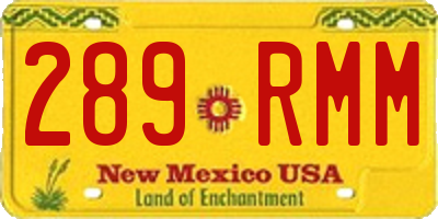 NM license plate 289RMM