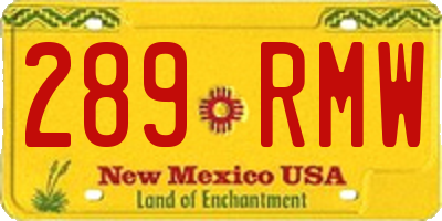 NM license plate 289RMW