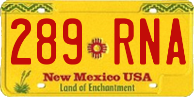 NM license plate 289RNA