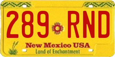 NM license plate 289RND