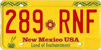 NM license plate 289RNF
