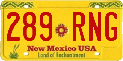 NM license plate 289RNG
