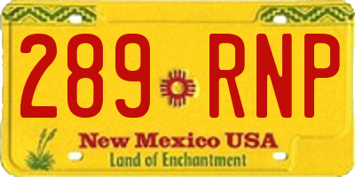 NM license plate 289RNP