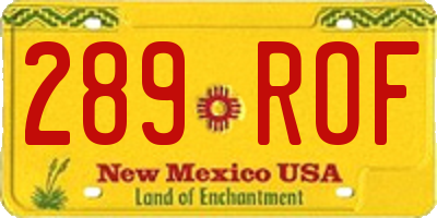 NM license plate 289ROF