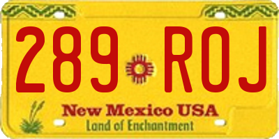 NM license plate 289ROJ