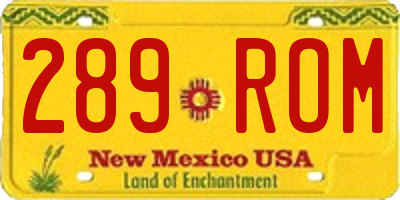 NM license plate 289ROM