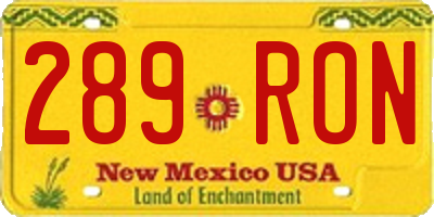 NM license plate 289RON