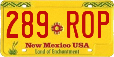 NM license plate 289ROP