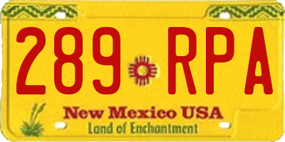NM license plate 289RPA