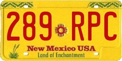 NM license plate 289RPC