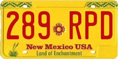 NM license plate 289RPD
