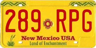 NM license plate 289RPG