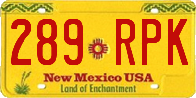 NM license plate 289RPK
