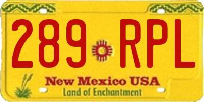 NM license plate 289RPL