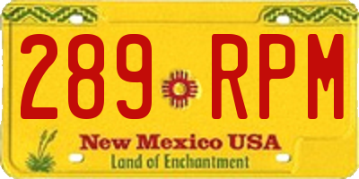 NM license plate 289RPM
