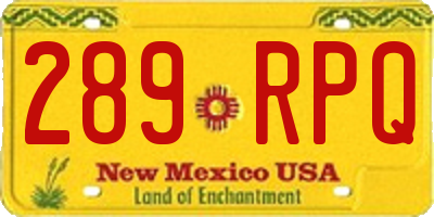 NM license plate 289RPQ