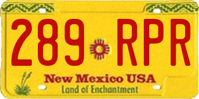 NM license plate 289RPR