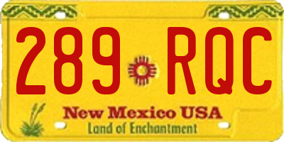 NM license plate 289RQC