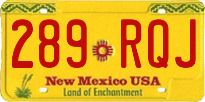 NM license plate 289RQJ