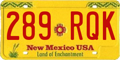 NM license plate 289RQK