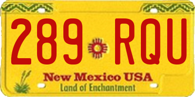 NM license plate 289RQU