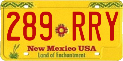 NM license plate 289RRY