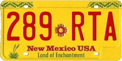 NM license plate 289RTA