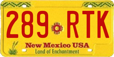 NM license plate 289RTK