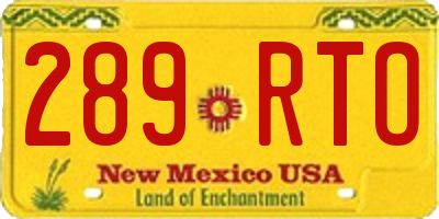 NM license plate 289RTO