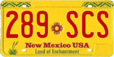 NM license plate 289SCS
