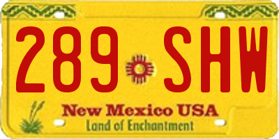 NM license plate 289SHW