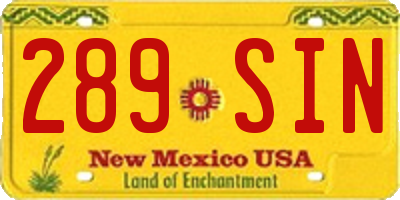 NM license plate 289SIN