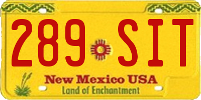 NM license plate 289SIT