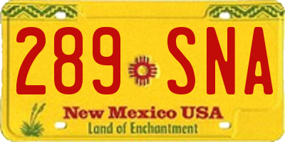 NM license plate 289SNA