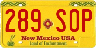 NM license plate 289SOP