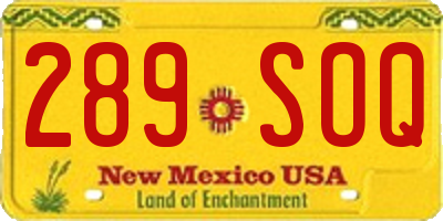 NM license plate 289SOQ
