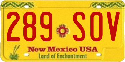 NM license plate 289SOV
