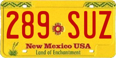 NM license plate 289SUZ