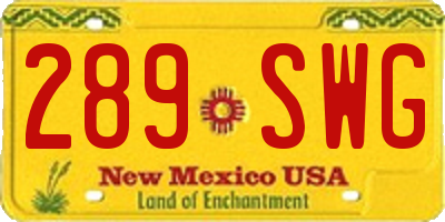NM license plate 289SWG